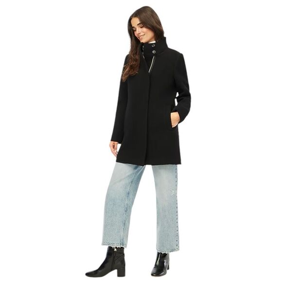 J. Crew Button Neck City Coat In Black Size 10P NWT - Picture 1 of 10